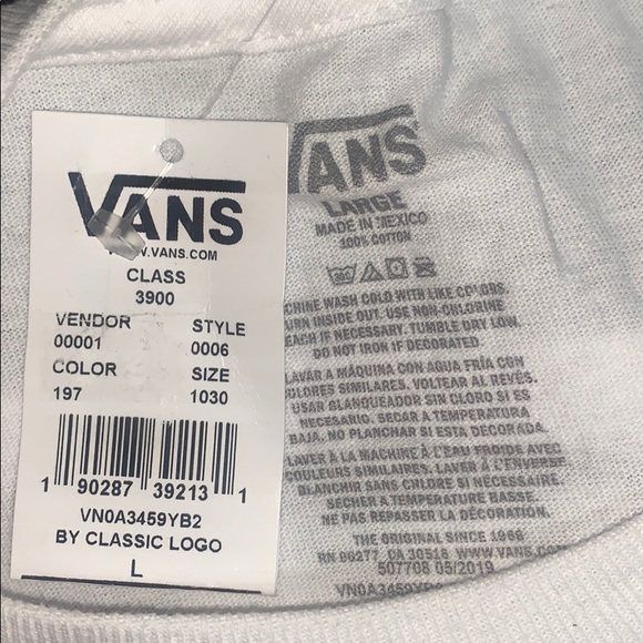 Vans Shirts & Tops Vans Big Boys Classic White Tshirt Front Logo